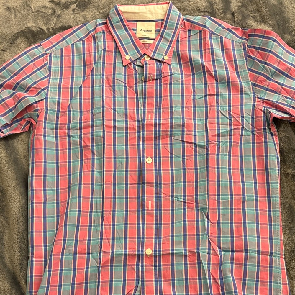 Scapinno Stylish Men's Plaid Button Down Shirt Slim Fit